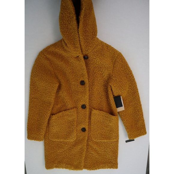 Halogen Women's Sz S Yellow Treasure Hooded Boiled Wool Coat $230 - Picture 8 of 8